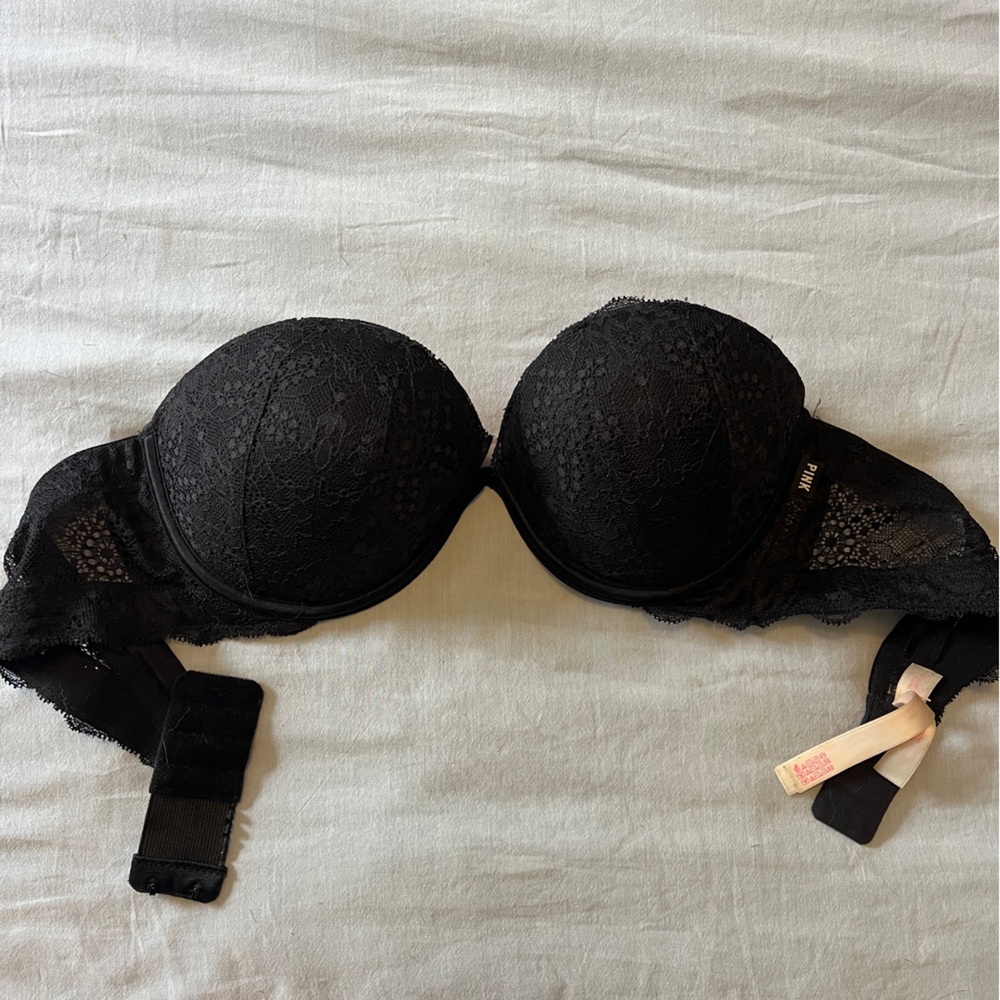 Victoria Secret Pink Black Strapless Bra